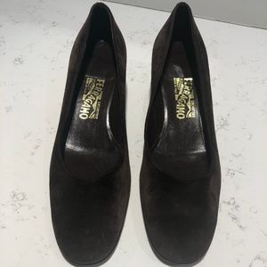 Salvatore Ferragamo Women's Brown Suede Pumps